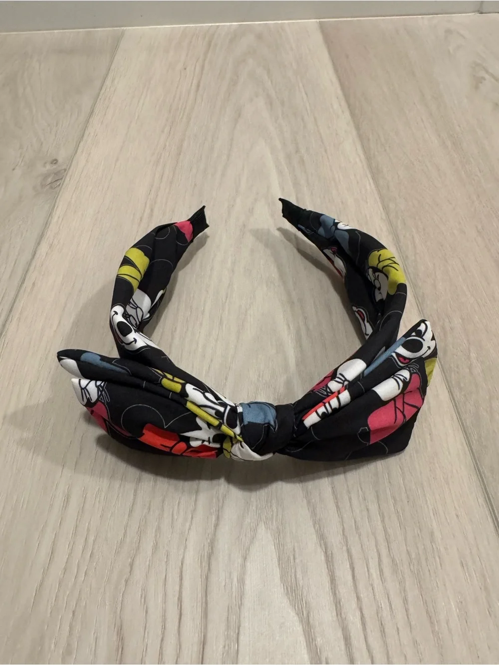 Black Minnie Mouse Print Kids Knot Headband